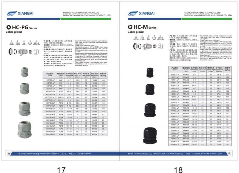 Nylon PP Junction Box Metric & Pg Thread Screw Cap Cable Gland