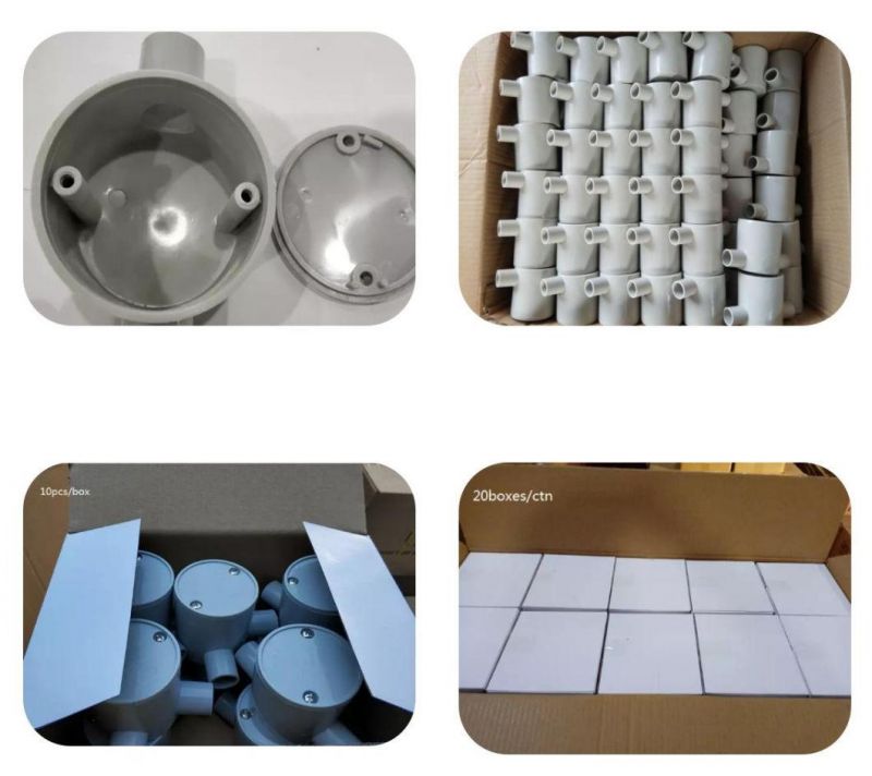 PVC Electrical Pipe Accessories 4 Way Shallow Junction Box