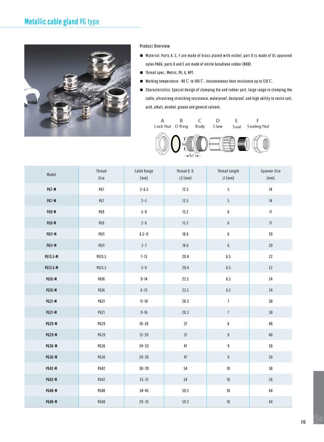 Classic Style EMC Style Metallic Cable Gland Pg Type