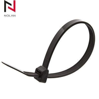 Nylon 66 Black Plastic Zip Cable Tie Nylon Clamp 7.6 mm Width Plastic Zip Cable Ties