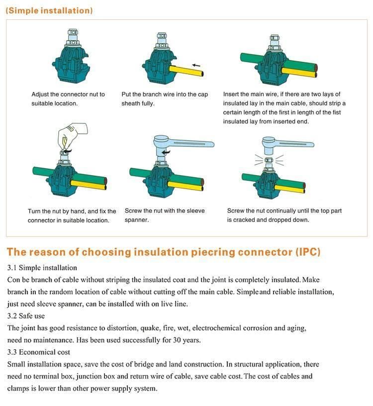 Insulated Piercing Clamp 16-120/16-120 Square mm Fittings for Self-Supporting Insulated Wires Insulated Piercing Connector