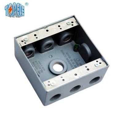 4*4 Aluminum 7 Holes Two Gang Weatherproof Gray Outlet Box