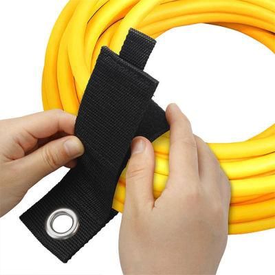 Self-Locking Thickened Nylon Wire Water Pipe Hook &amp; Loop Fasteners Cable Strap with Metal Button Cable Tie