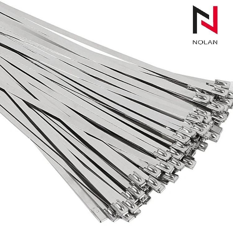 304 Stainless Steel Cable Ties Wrap Coated Self Locking Metal Zip Ties (Stainless Steel, 12inch)