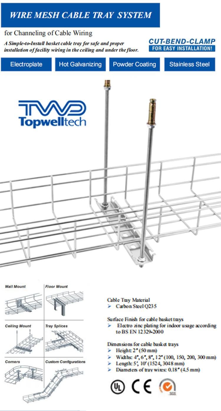Factory Supply Wire Mesh Basket Cable Tray with Best Price Cable Tray with Connector
