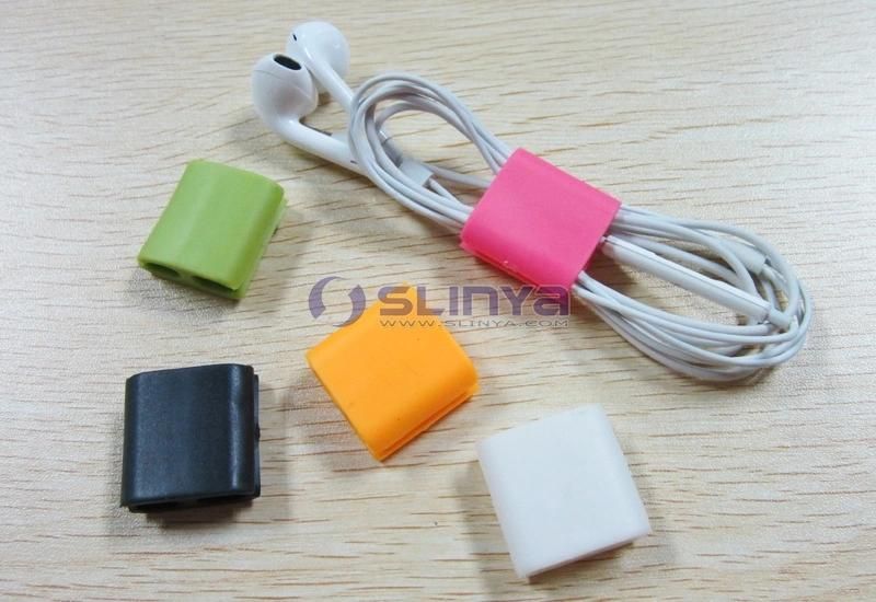 Hot Selling Colorful Portable TPR Three Size Earphone Wire Management Cable Clips