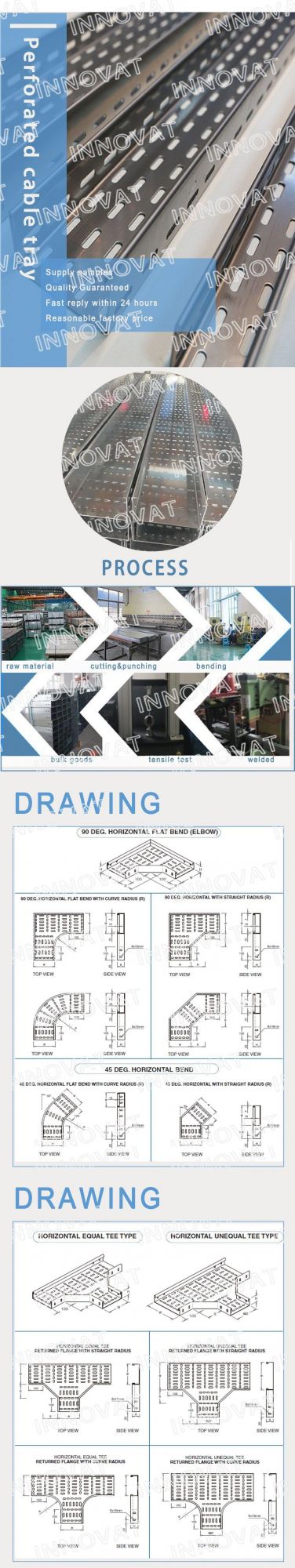 Fine Fire Resi-Perforated Straight Cable Tray Cable Tray System Electro Galvanized Cable Tray Corresponding Accessories Cable Tray Fire Stopping