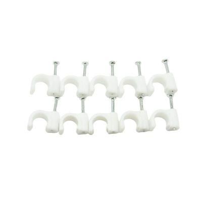 Circle Cable Clips with Steel Nail, 10mm, 100PCS Pack