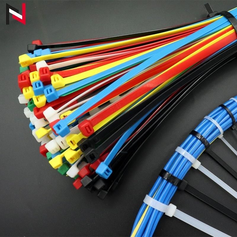 -40 Degree Nylon 66 Black Wite Plastic Zip Cable Tie Nylon Clamp 4.8 mm Width Plastic Zip Cable Ties