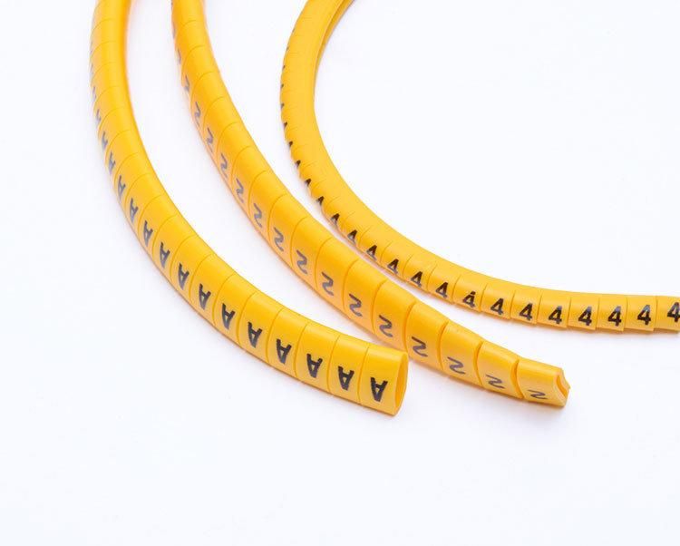 Hot Sale Ec-0/1/2/3 Flat Tubing Number Yellow Color PVC Cable Marker