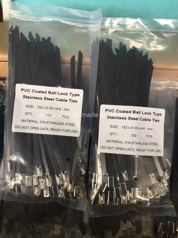 Black PVC Coated Stainless Steel Metalic Ties 360X4.6