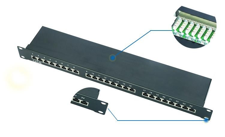 1u Black FTP 24 Port Cat5e Patch Panel