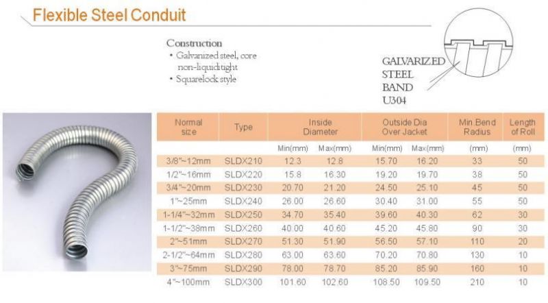Stainless Steel 304 Flexible Metal Conduit for Cable Protection