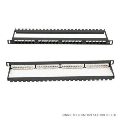 0.5u UTP Aluminium Patch Panel 180 Degree CAT6 24 Port 19 Inch Network Patch Panel Server Rack