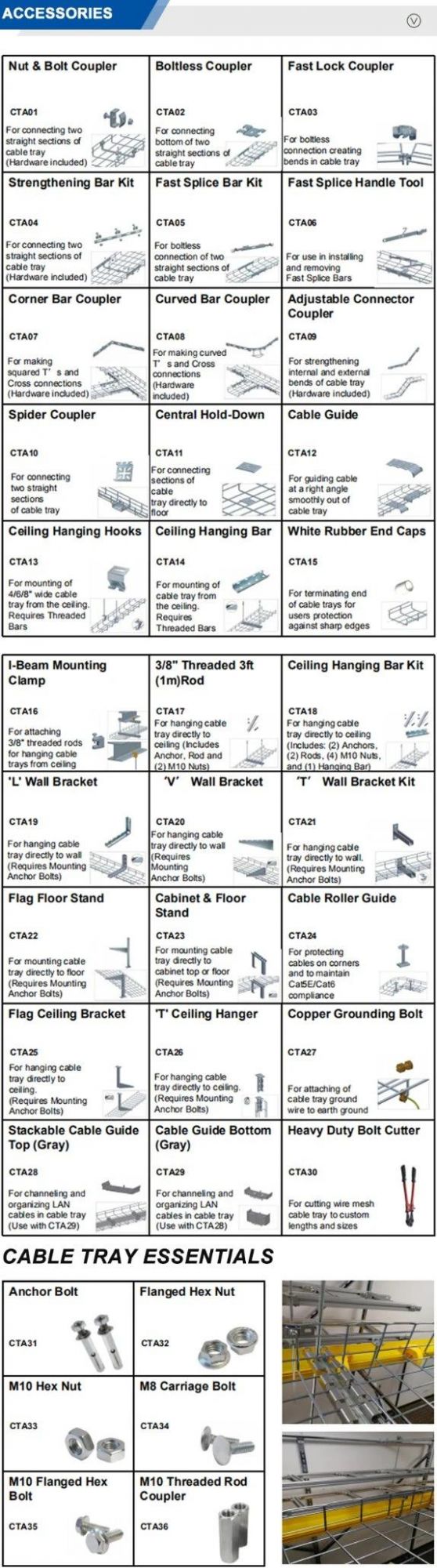 Advantages Cheap High Quality OEM Support Wiring Accessories Data Center Wire Mesh Cable Tray