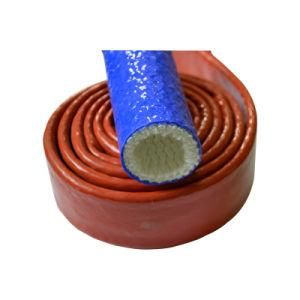 Red Fiberglass Braided Coated with Silicone Rubber Sleeve