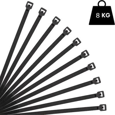 200mmx2.5mm 8&rdquor; Black Cable Ties X100&ndash; Extra Strong Nylon Tie Wraps, Premium, Heavy Duty Zip Ties