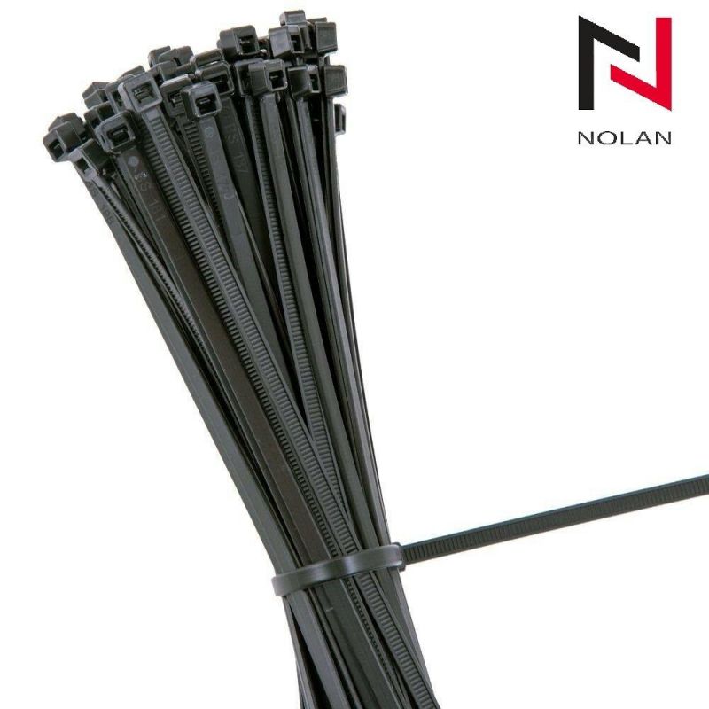 -40 Degree Nylon 66 Black Plastic Zip Cable Tie Nylon Clamp 4.8 mm Width Plastic Zip Cable Ties