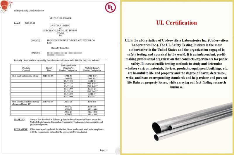 UL Listed Electrical 90 Degree EMT Conduit Elbow