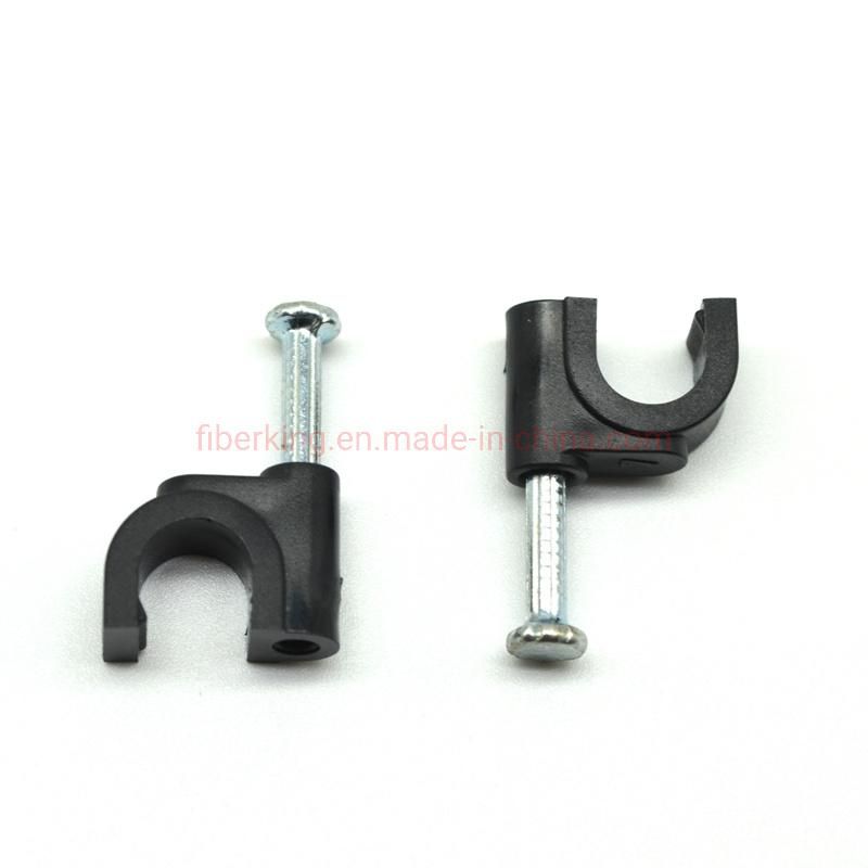 8mm Nail Clips Black Color Enhanced Stronger 8mm Plastic Circle Round Cable Nail Hook Cable Clip