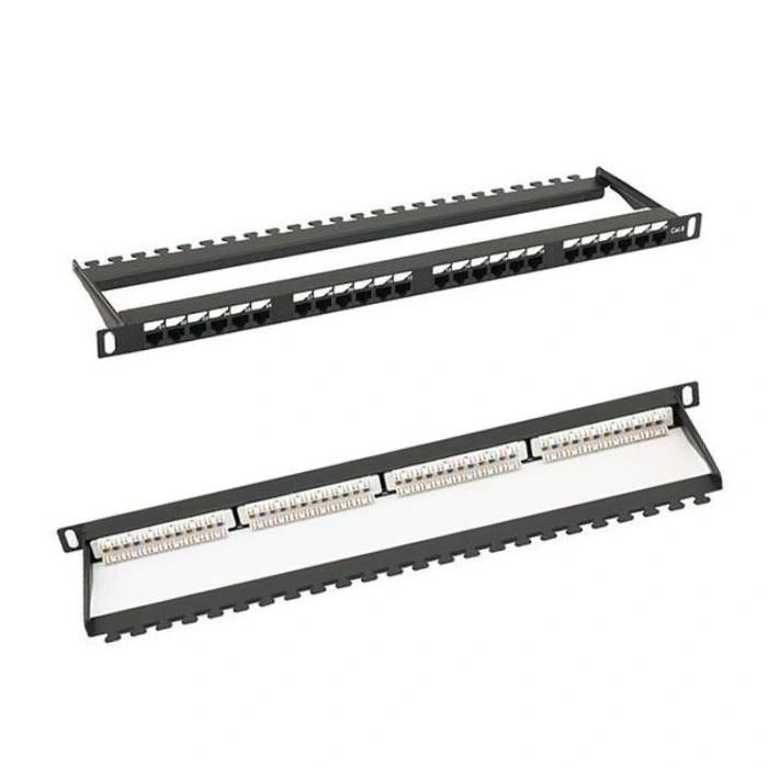 0.5u UTP Aluminium Patch Panel CAT6 24 Port Rack Network Patch Panel with Bracket
