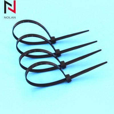 -40 Degree Nylon 66 Black Wite Plastic Zip Cable Tie Nylon Clamp 4.8 mm Width Plastic Zip Cable Ties