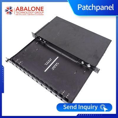 Abalone Factory Supply Fcst03128 19&quot; Rack Mounted Rotary Type ODF 1u 2u 24 Port Fiber Optic Patch Panel Install with Sc LC Adaptor and Pigtails