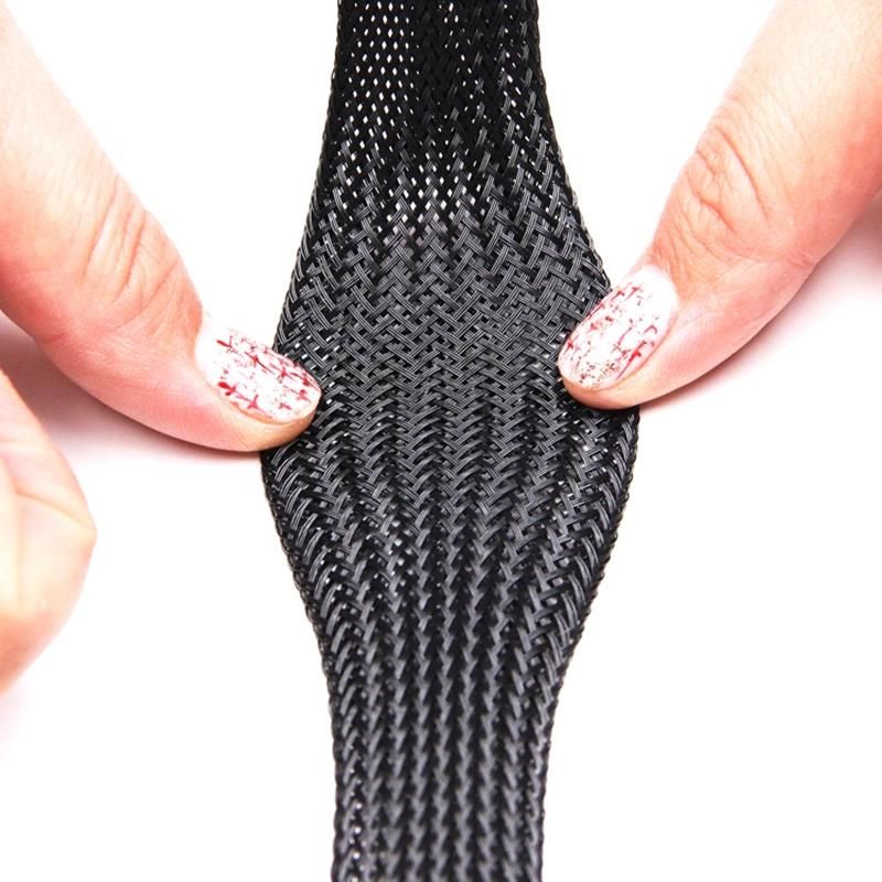 20mm Black Pet Expandable Mesh Polyester Braided Sleeving Braided Nylon Sleeving for Protection Cable Wire