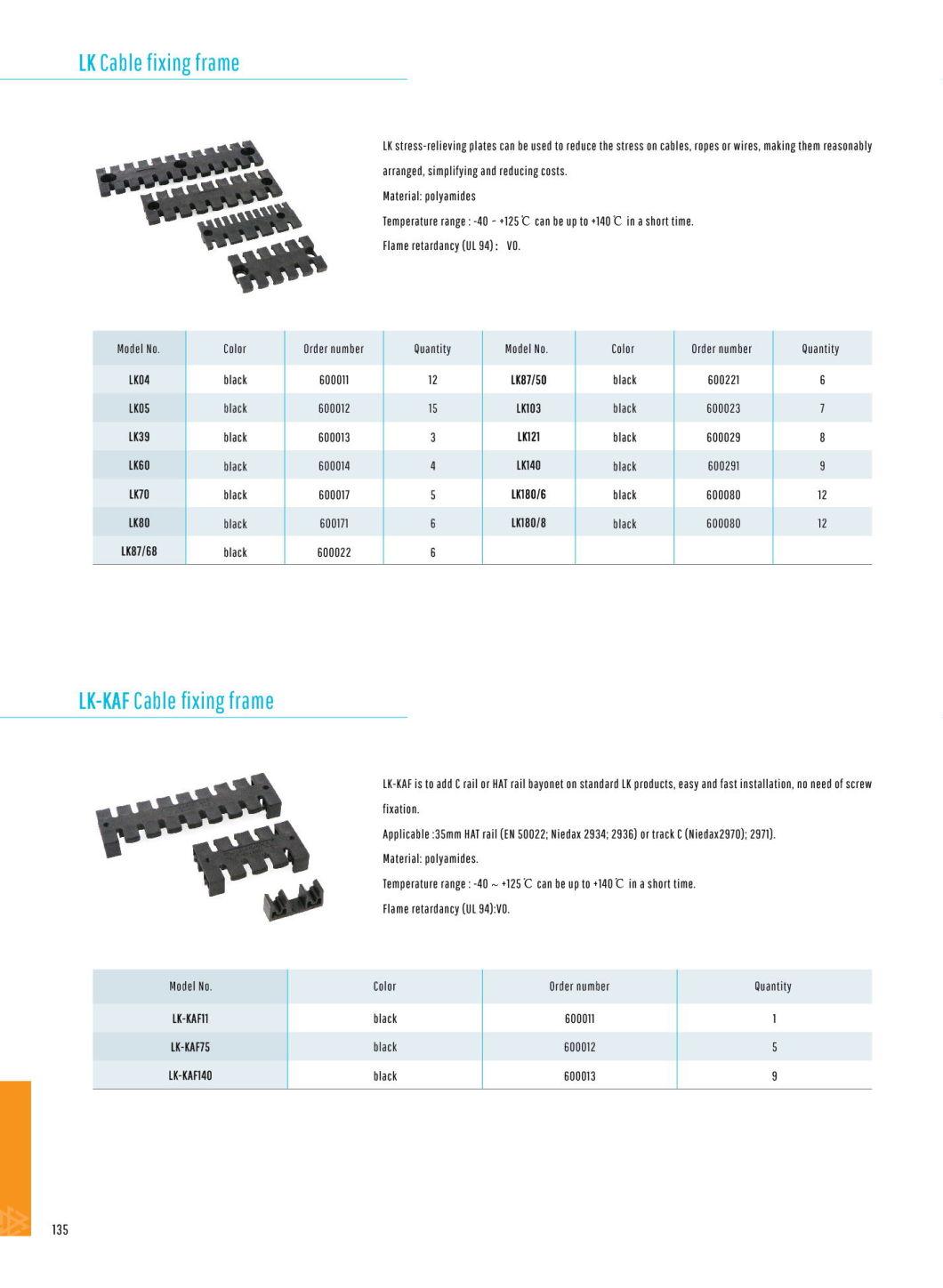 Polyamides Cable Platforms UL94 V0 Cable Fixing Frame