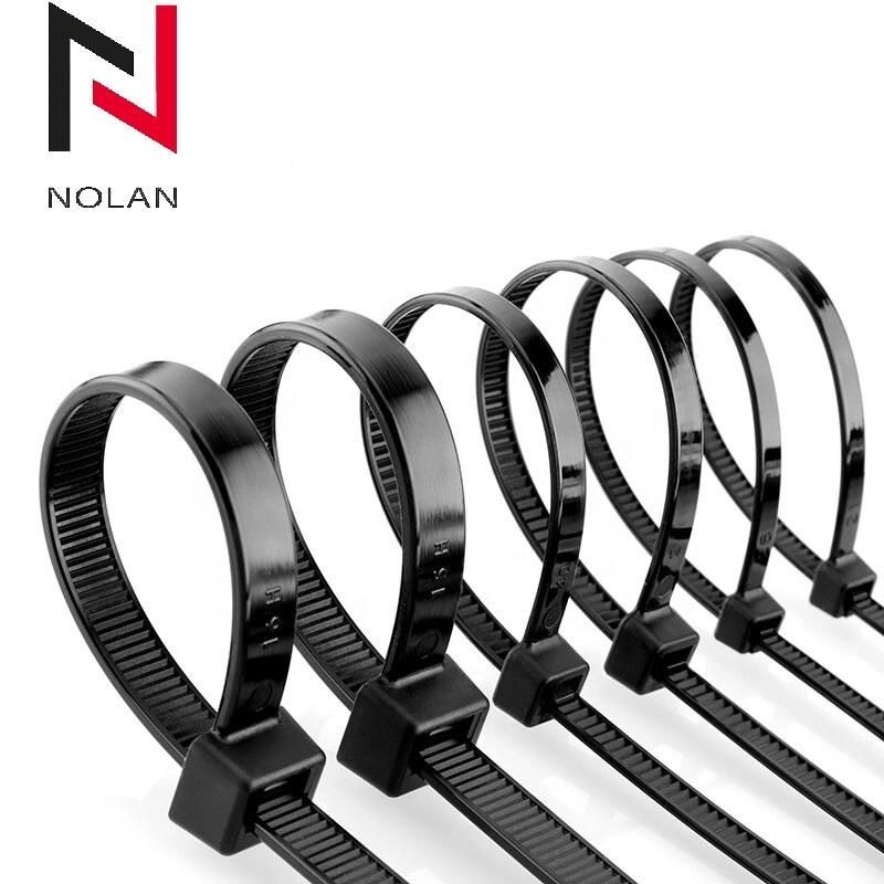 Black Nylon Hook Loop Cable Tie with Custom Logo