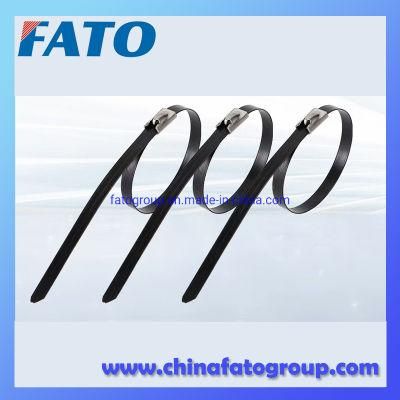 4.6X300 High Tensile Strength Stainless Steel Cable Tie Black Ball Lock Type SS304 SS316 Stainless Steel Cable Tie