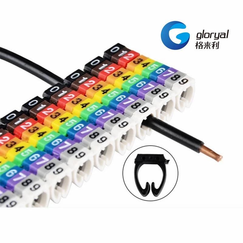 0.75mm2-6mm2 Arabic Numerals M Type Cat 6 Clip Network Ethernet Wire Number Label Tube Cable Marker