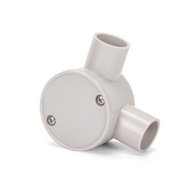 Electrical PVC Pipe Accessories Circle Box 2 Way Angle Shallow Junction Box