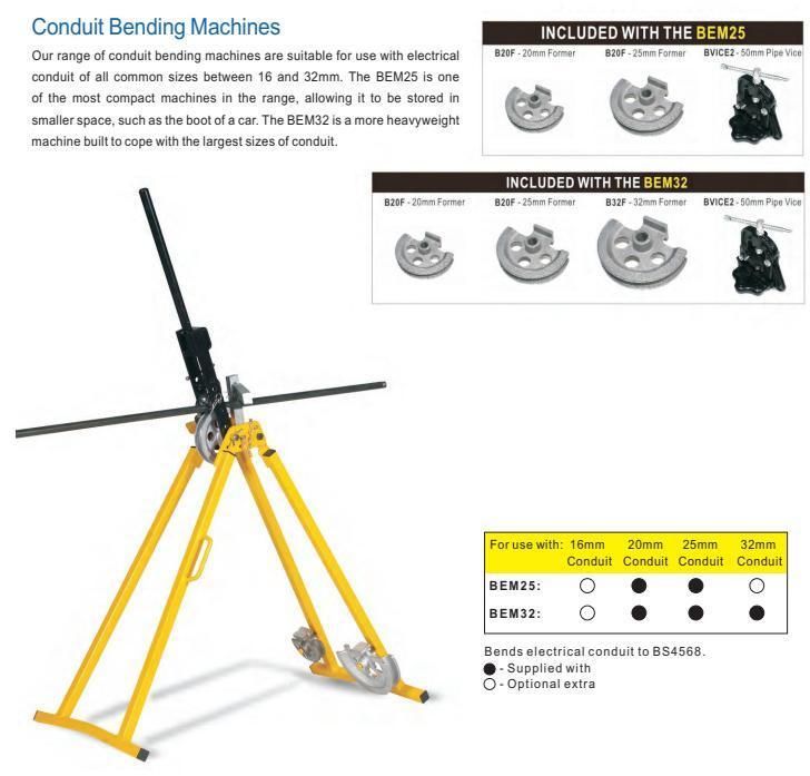 BS4568 Pipe Portable Conduit Bender Machine