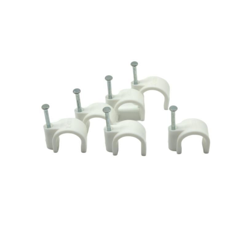 Cable Clips with Steel Nails 6mm, 8mm, 10mm, 12mm, 14mm Wire Holders and Tacks 100 Per Size.