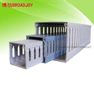 Grey Color PVC Grooved Wiring Cable Slot Trunking