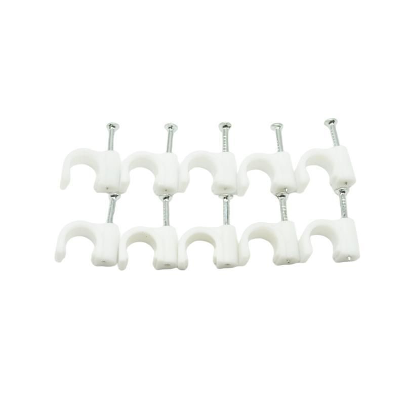 Cable Clips with Steel Nails 6mm, 8mm, 10mm, 12mm, 14mm Wire Holders and Tacks 100 Per Size.