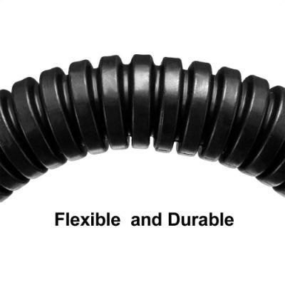 Black Wire and Cable Protection Flexible Flame Retardant PP Corrugated Tubing