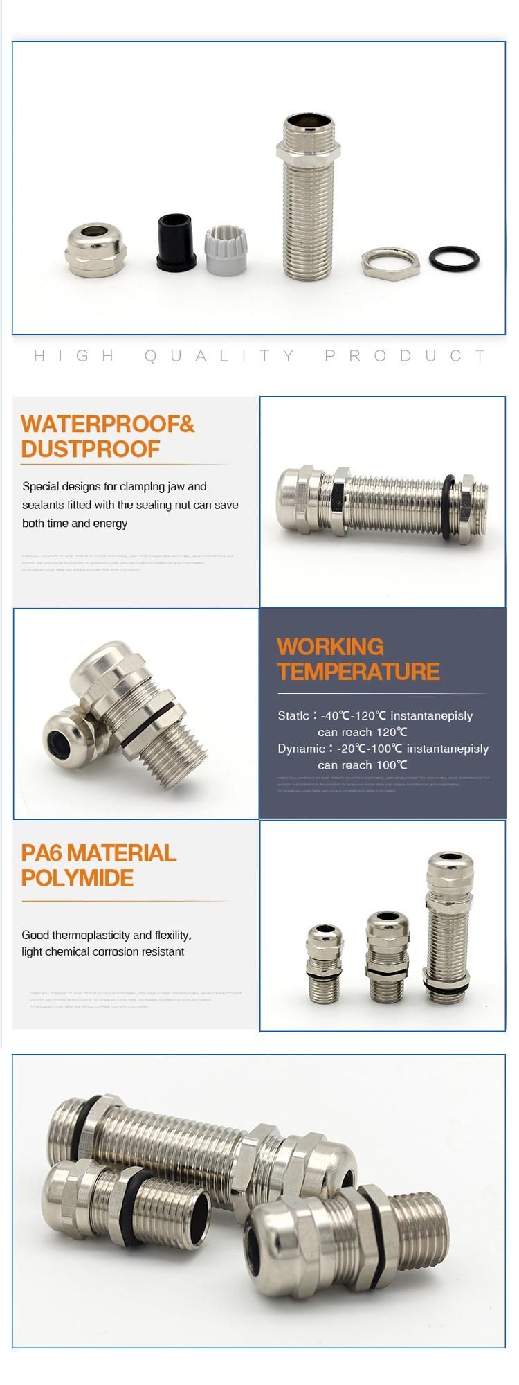 High Quality Waterproof IP68 Metal Longer Thread Type Cable Gland