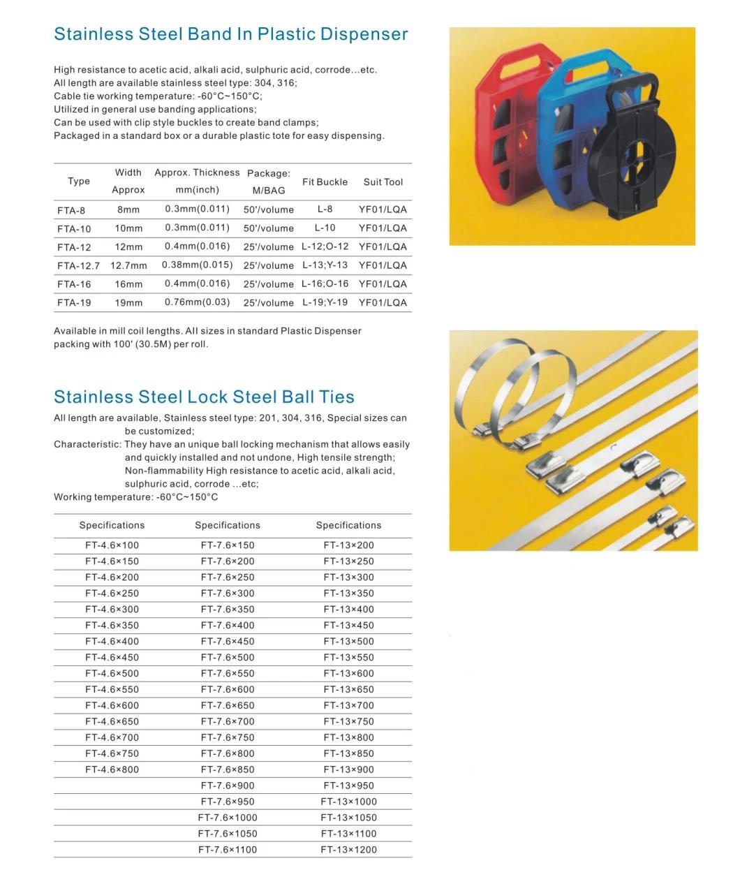 2022 Popular Ss Cable Ties Professional Manufacture Stainless Cable Tie 7.6X500