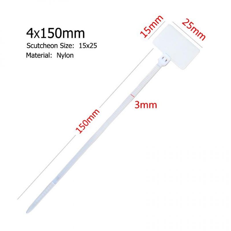 4*150mm Nylon Cable Ties Tag Labels Plastic Loop Ties Markers Cable Tag Self-Locking Zip Ties