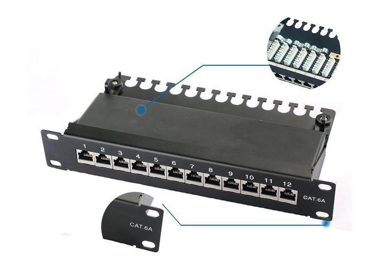 1u FTP 12port with Cable Management CAT6A Krone IDC Patch Panel