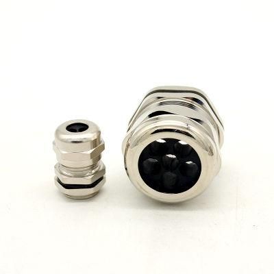 Flat 2-8 Hole Cable Glands Pg 13.5 Nickel Plated Brass