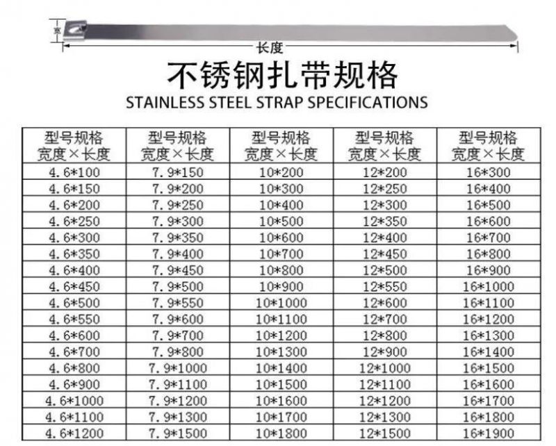 Hot Sell Factory Directly Provide High Quality Stainless Steel Zip Ties 4.6*300mm SS304 Stainless Steel Cable Ties Raw Material