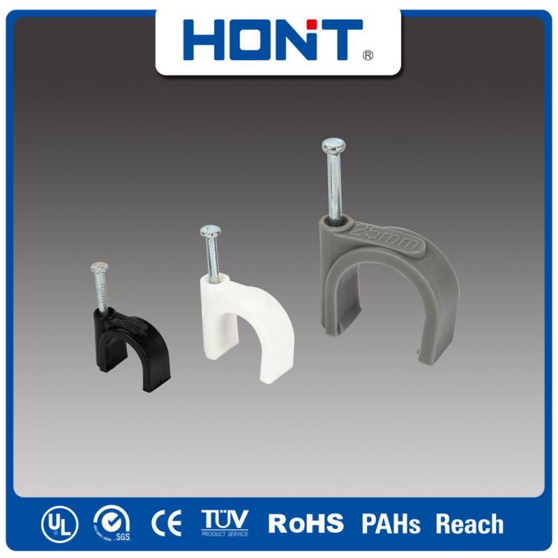 Nylon PP Steel Nail Circle Plastic Wall Round Steel Nail Wire Cable Clips with 4mm