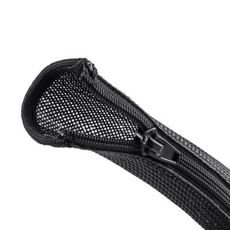 Flexible Black Pet Expandable Zipper Sleeve Braided Cable Wrap