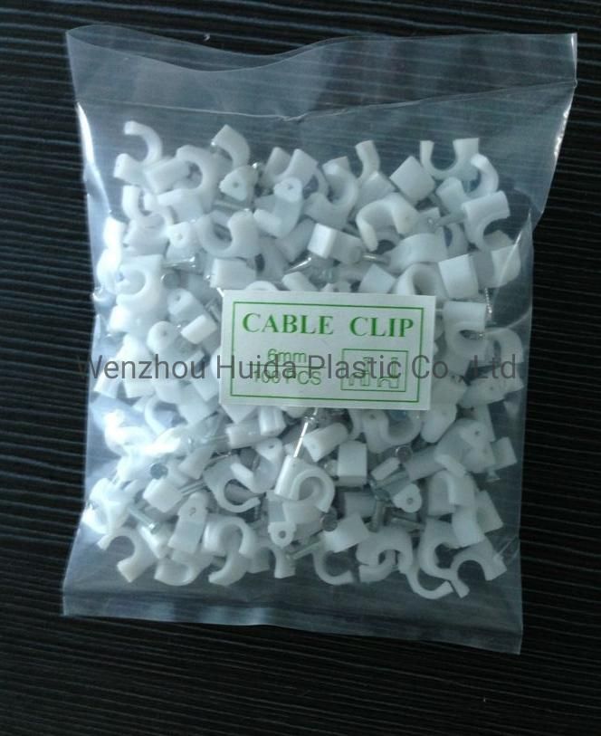 Circle Type Plastic Nylon Wall Cable Clip with Steel Nail 8mm
