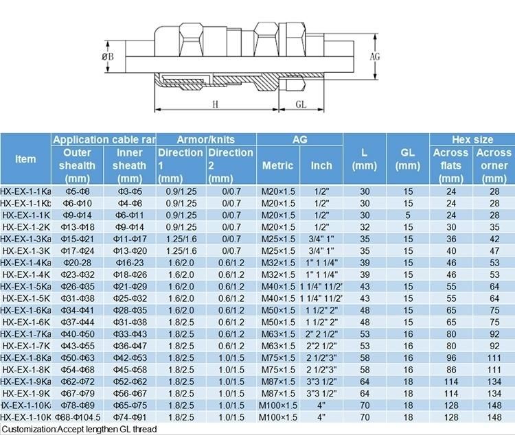 Waterproof Explosion-Proof Brass Cable Gland with Ce