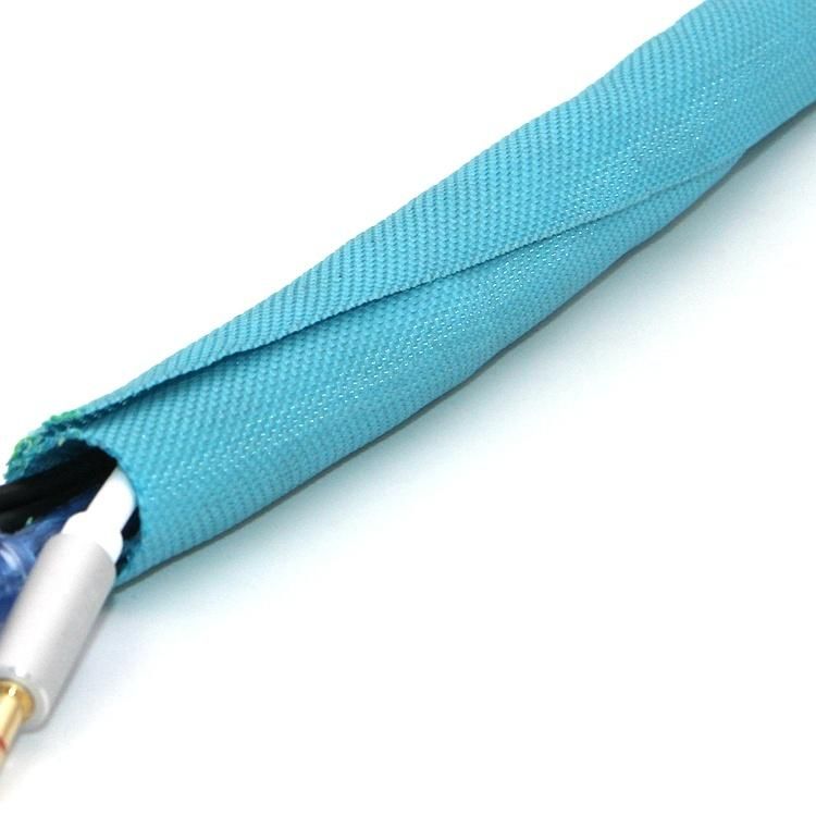 5mm Blue Woven Fabric Self Wrapping Split Cable Wire Sleeving