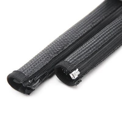 Flexible Black Pet Expandable Zipper Sleeve Braided Cable Wrap